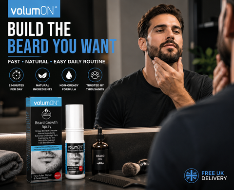 Volumon Beard Growth Spray – 60ml, 120ml, or 180ml – Fuller, Thicker Beard Fast – Free UK Delivery